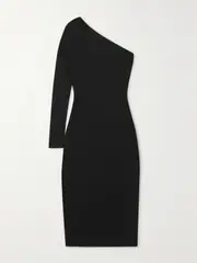 [Victoria Beckham] Victoria Beckham - One-shoulder Stretch-knit Midi Dress - Black - 12 12 Black