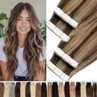 CLEARANCE Tape In Real Human Remy Hair Extensions Seamless Skin Weft Balayage