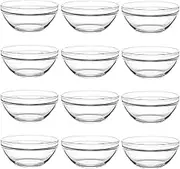 DABH4ND Stackable Glass Bowls for Cooking Baking Food Prep – Clear Cups, Meal Prep Cup, Perfect for Serving and Storage - Set of 12 (S, Fl Oz, 5)