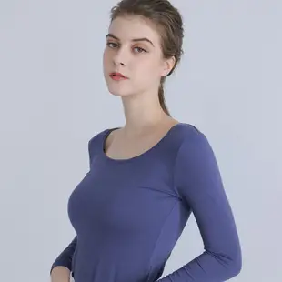 GIORDANO 女裝G-Warmer彈力圓領極暖衣 - 08 靛槐藍