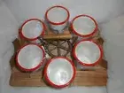 HEARTH & AND HAND WITH MAGNOLIA RED ENAMELWARE CUPS & METAL DRINK CADDY SET NEW