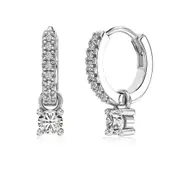 ANYCO Earrings 925 Silver Eternity Drop Rhinestone Dangle Hypoallergenic For Sensitive Ears