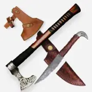 Viking Axe 50 Cm Handle Rabankopf Knife 2in1 Set 1095 Handforged Steel AU