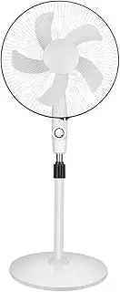 Large Volume Standing Pedestal Fan 3 Speeds White for Home and Office (Battery Clamp Cable)