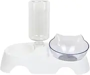 POPETPOP 1Set Convenient Cat Feeder Tilted Food and Water Bowls with Automatic Water Dispenser for Dogs and Cats Easy to Clean Stable Base