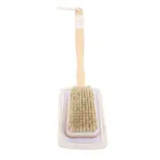 Loofah Bristle Bath Brush Curved Long Handle Gentle Back Loofah Scrubber For