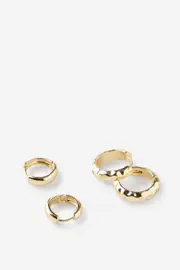 [Rubi] Rubi - 2Pk Mid Earring - Gold plated molten hoop OS GOLD PLATED MOLTEN HOOP