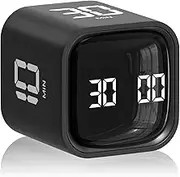 Cube Pomodoro Timer, Desk Productivity Timer 5/10/30/60 Minutes & Custom Countdown, Adjustable & Silent Visual Timer, ADHD Tool Flip Rotating Portable Multi Timers for Study Task Work Kitchen School