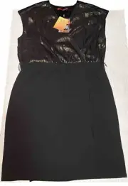 Narciso Rodriguez for Design Nation Bronze Sequin Size XL Faux Wrap Black Dress