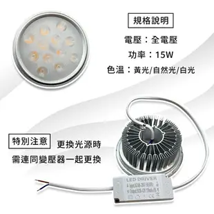 《DIY》AR111光源模組 MR16 杯燈，崁燈 德國歐司朗晶片 6W/9W/15W 運用於 LED軌道燈，盒燈筒燈