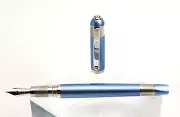 TIBALDI FOR BENTLEY CONTINENTAL SLIMLINE LE SILVERLAKE BLUE FOUNTAIN PEN MED NIB
