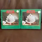 Set of 2 Celebrations Crystal Clear Frosted Christmas Tree Plate 7.5” NIB