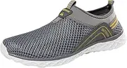[Generic] Mens Slip on Sneaker Summer New Pattern Mesh Breathable Comfortable Non Slip Lightweight Wading Shoes Sneaker Boots for Men Work (Dark Gray, 45)