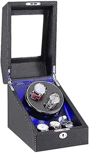 AutomaticWatchWinderWoodShellCarbonFiberLeatherExteriorSoftFlexibleWatchPillowDualPowerSupplyQuietMotor Needed KeYJ