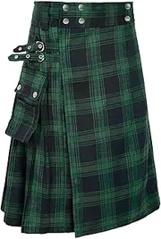[XOMUNK] Scottish Mens Kilt Traditional Highland Tartan Utility Kilt