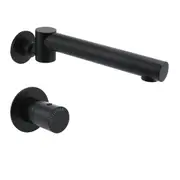Matt Black Round Swivel Wall Bath Spout Basin Mixer Faucet Water Outlet Hot Cold Switch