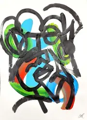 CORBELLIC EXPRESSIONISM 12X9 URBAN LINE PORTRAIT GALLERY MODERNISM COLORFUL ART