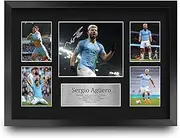 HWC Trading FR A3 Sergio Aguero Manchester City Man City Gifts Printed Signed Autograph Picture for Football Fans and Supporters - A3 Framed
