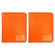 2x Marbig 2 D-Ring A4 Zipper Binder 25mm w/Tech Case File Document Holder Orange