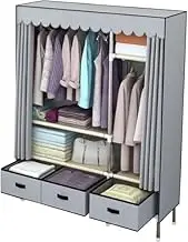 Portable Wardrobe Rack,Portable Wardrobe Wardrobe,Canvas Wardrobe,Portable Wardrobe Shelves with Hanging Rail,Clothes Closet Storage Organizer for Clothes,Bags Clothes Rack