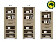 Intro (Aussie Made) Highline Bookcase With 2 Drawer / Niches - Assorted Stained Colours - Starting From $1099 - Includes Free Optional Upgrade to Adjustable Shelves (Valued at $100)
