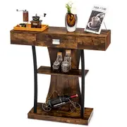 Giantex T-Shaped Console Table Modern Entryway Table Foyer Accent Table w/Drawer & Open Shelf Rustic Brown