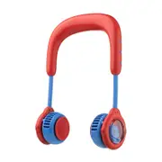 Nevenka 4,800mAh Kids Cartoon Portable Neck Fan Lightweight Leafless for Outdoor-Red