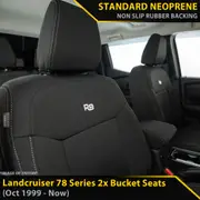 Toyota Landcruiser 78 Series (2x Buckets) Neoprene 2x Front Seat Covers (In Stock)