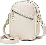 LoZoDo Women's D2-beige Designer Bee Crossbody Bag, Small Crossbody Purse with 2 Detachable Straps, Trendy Cell Phone Purse, Rectangular Clutch, Faux Leather, 5.9"L x 2.9"W x 7.8"H