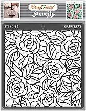 CrafTreat Rose Stencils for Painting on Canvas, Wallart, Journal Notebook, Home Decor and Scrapbooking - 6"X6" Leaf and Rose Background Stencil for Room Decor - Reusable Stencil Arts & Crafts Supplies