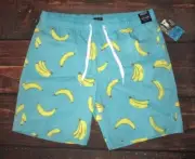 MENS VALOR COLLECTIVE BANANA DRAWSTRING SWIM BOARD SHORTS SIZE M