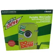 Mountain Dew 9 Can Portable Mini Cooler W/ Bluetooth Speaker Nostalgic Retro NEW