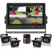 9'' Quad Monitor DVR BSD 4x AHD Rear View Reversing Camera Sound Alarm For Truck