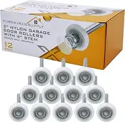 HardwareXsupply 2" Nylon Sealed Garage Door Rollers, 6200ZZ High Performance Ball Bearing 4" Stem (12 Pack)