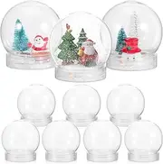 10pcs Snow Globe Christmas Snow Globe Water Globe Plastic Clear Snow Globes for Family with Screw Off Cap