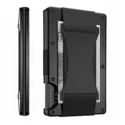 Nevenka Slim Wallet for Men Aluminum RFID Blocking Front Pocket with Money Belt-Black