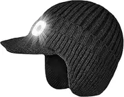 [Bsbkoj] USB Rechargeable Beanie, Led Beanie Hat, Lighted Winter Beanie, Unisex Lighted Beanie, Beanie with Ear Flaps, Knitted Beanie with Light, Removable LED Beanie, USB Charging Light Hat, Winter Hat,