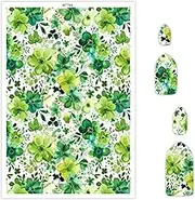 Briartw 10 Sheets Polymer Clay Transfer Paper - Per Sheet 5.82 X 3.93 Inch Water-Soluble Transfer Sheets for DIY Clay Jewelry Making Disposable Stickers - Greenery Bloom Pattern