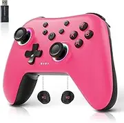 AceGamer 2.4G Wireless Bluetooth Controller für Windows PC/Switch/Stem/iOS/Android，PC Gamepad Joystick mit Hall-Effekt Joystick, programmierbare Rücktaste, Linear Resonant Actuator (Rosa)