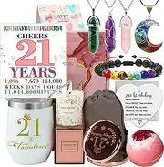 21st Birthday Gifts for Her, Unique 21 Years Old Crystal Gifts Basket Decorations for Women, Friends, Younger Sister, Daughters, BFF, Granddaughters