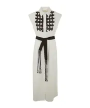 sequin-embellished sleeveless shirt dress M White