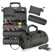 Roll Up Tool Bag Organizer and Storage, Tool Roll Pouch with Detachable Pouch...