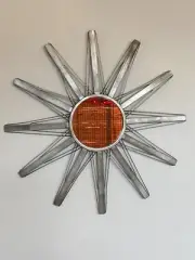 Vintage NOS Maison Decorative MCM 23.5" STARBURST WALL MIRROR Burnished Silver