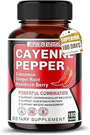 Cayenne Pepper Capsules - Ultra complex with Cinnamon, Ginger, Cardamom, Hawthorn Berry - Support Digestion, Circulation & Overall Wellness (180 count (pack of 1))