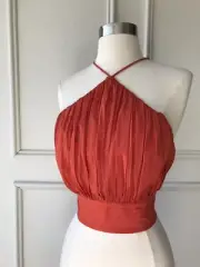 COUNTRY ROAD gathered crop halter top chilli red | SIZE: 16, XL | $199 new