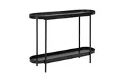 Design Square Myla Wooden Modern 2-Tier Hallway Console Hall Table Metal Tube Black