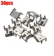 30Pcs Micro Usb Female Socket 4 Vertical Legs Fixed Solder Connectors Type B pp