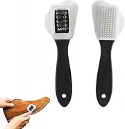[LYSAIMG] Quality Nubuck and Suede Multifunctional 4-Sided Cleaning Shoe Brush, Brass and Nylon Bristle,Premium Shoe Cleaner Tool