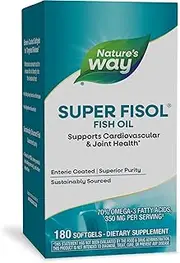 Nature's Way Super Fisol Enteric-Coated Fish Oil for Targeted Release, 70% EPA/DHA, 180 Softgels