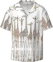 [YANYU] Cute Cartoon Funny Giraffes Print Hawaiian Shirts Men Short Sleeve Button Down Cuban Collar Shirt Summer Beach Days